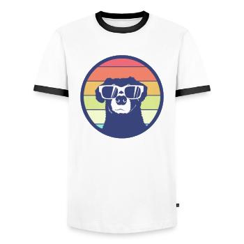 Dog dog sunglasses summer gift idea - Men's Ringer Shirt - white/black - Front - AI Model Female 172 light (172cm) & AI Model Male 178 dark (178cm)