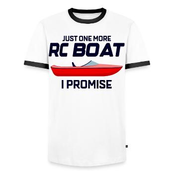 Rc Boat Racing Electric Powerboat Speedboat Race - Men's Ringer Shirt - white/black - Front - AI Model Female 172 light (172cm) & AI Model Male 178 dark (178cm)