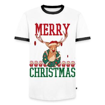 Merry Christmas Families Freiertage Logo - Men's Ringer Shirt - white/black - Front - AI Model Female 172 light (172cm) & AI Model Male 178 dark (178cm)
