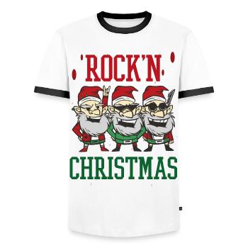 Merry Christmas Families Freiertage Logo - Men's Ringer Shirt - white/black - Front - AI Model Female 172 light (172cm) & AI Model Male 178 dark (178cm)