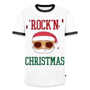 Merry Christmas Families Freiertage Logo - Men's Ringer Shirt - white/black - Front - AI Model Female 172 light (172cm) & AI Model Male 178 dark (178cm)