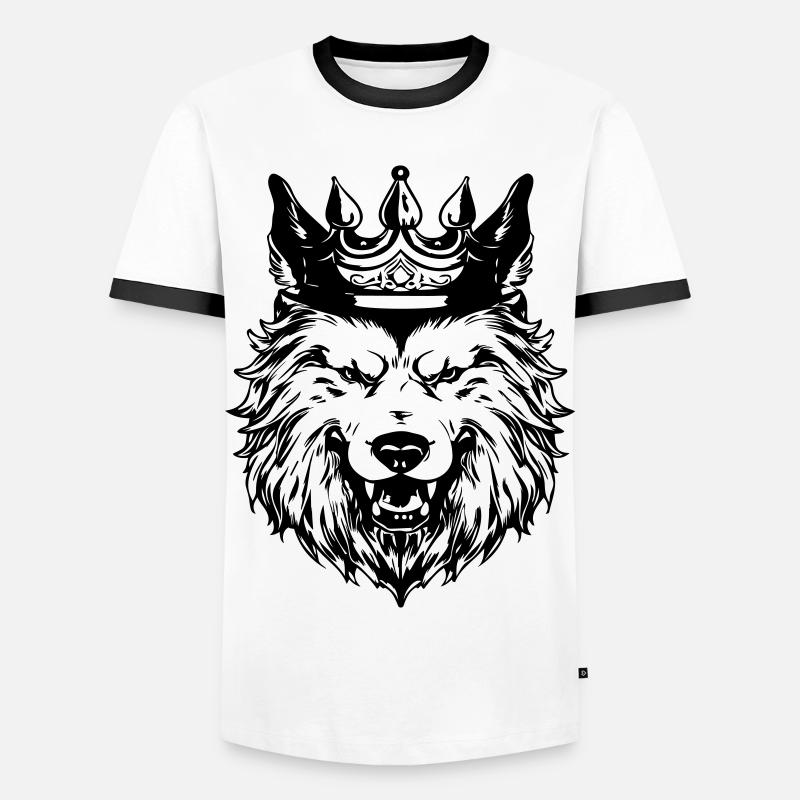 Wolf Crown Head King - Men's Ringer Shirt - white/black