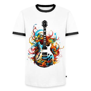 E-Gitarre Bunt Gitarrist Musik Instrument Rock - Männer Kontrast-T-Shirt - Weiß/Schwarz - Vorne - AI Model Female 172 light (172cm) & AI Model Male 178 dark (178cm)