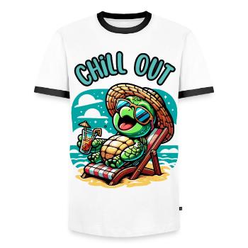 Schildkröte Chill Out - Männer Kontrast-T-Shirt - Weiß/Schwarz - Vorne - AI Model Female 172 light (172cm) & AI Model Male 178 dark (178cm)
