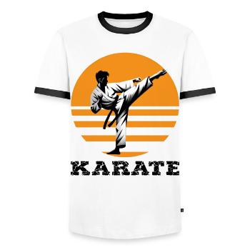 Karate - Men's Ringer Shirt - white/black - Front - AI Model Female 172 light (172cm) & AI Model Male 178 dark (178cm)