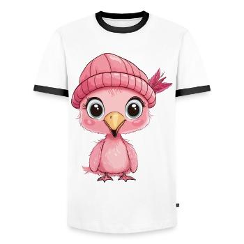 Flamingo Cute Cute Baby Kids Animal Cartoon - Men's Ringer Shirt - white/black - Front - AI Model Female 172 light (172cm) & AI Model Male 178 dark (178cm)