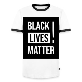 Black Lives Matter ! - Men's Ringer Shirt - white/black - Front - AI Model Female 172 light (172cm) & AI Model Male 178 dark (178cm)