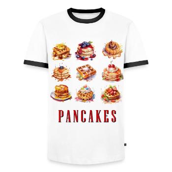 Crêpes à la crème de fruits et chocolat - T-shirt contrasté Homme - blanc/noir - Devant - AI Model Female 172 light (172cm) & AI Model Male 178 dark (178cm)