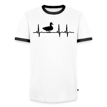 Gift for duck fans enthusiasts - Men's Ringer Shirt - white/black - Front - AI Model Female 172 light (172cm) & AI Model Male 178 dark (178cm)