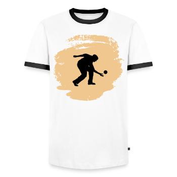 Boule Bocce joueur de pétanque - T-shirt contrasté Homme - blanc/noir - Devant - AI Model Female 172 light (172cm) & AI Model Male 178 dark (178cm)
