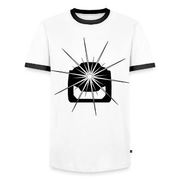 Movinghead in Schwarz - Männer Kontrast-T-Shirt - Weiß/Schwarz - Vorne - AI Model Female 172 light (172cm) & AI Model Male 178 dark (178cm)