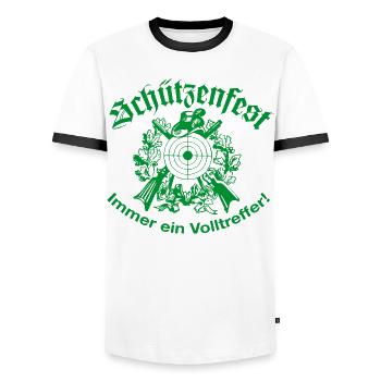 Schützenfest Volltreffer - Männer Kontrast-T-Shirt - Weiß/Schwarz - Vorne - AI Model Female 172 light (172cm) & AI Model Male 178 dark (178cm)