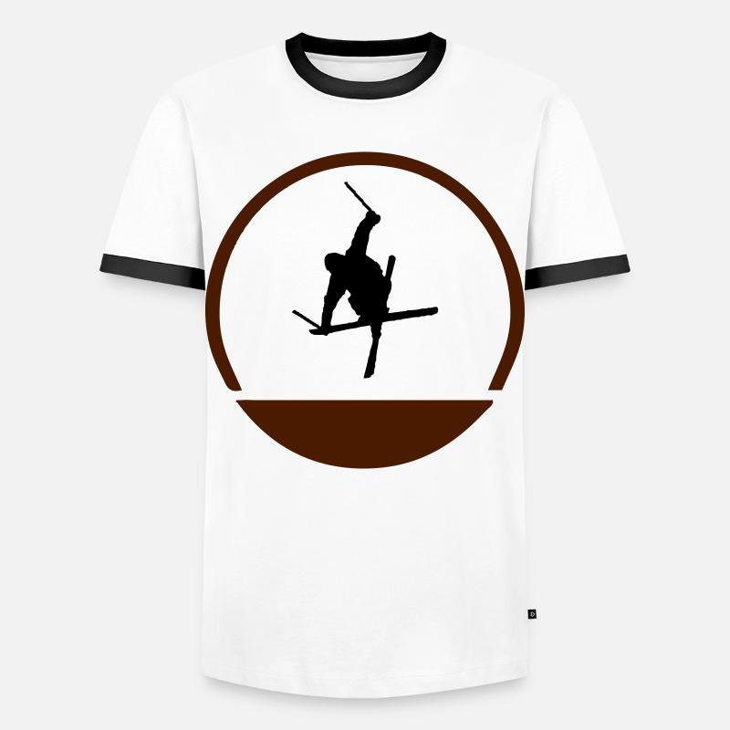 Ski jumper logo - Men's Ringer Shirt - white/black