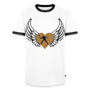 Tennis heart with wings - Men's Ringer Shirt - white/black - Front - AI Model Female 172 light (172cm) & AI Model Male 178 dark (178cm)