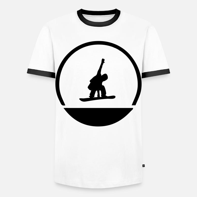 Snowboarder emblem - Men's Ringer Shirt - white/black