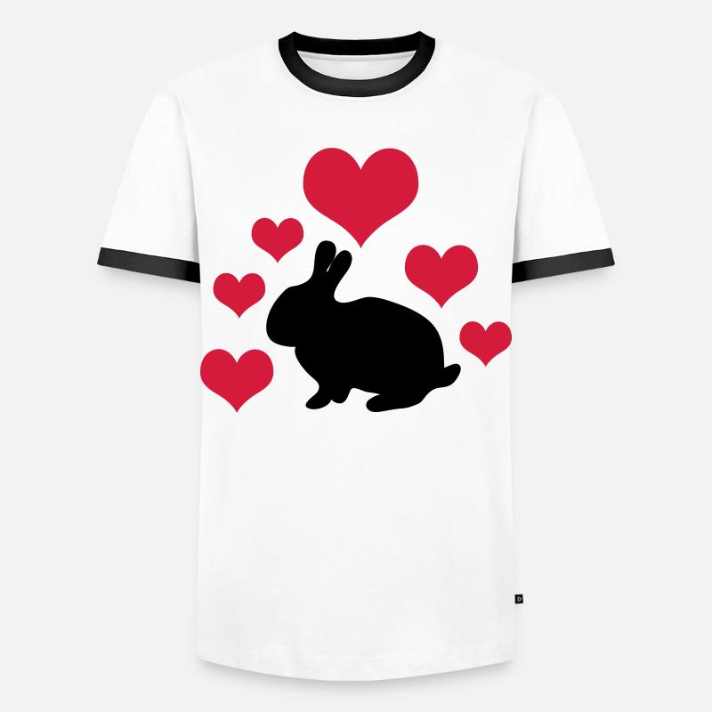 Rabbit with 6 hearts 2 - Men's Ringer Shirt - white/black