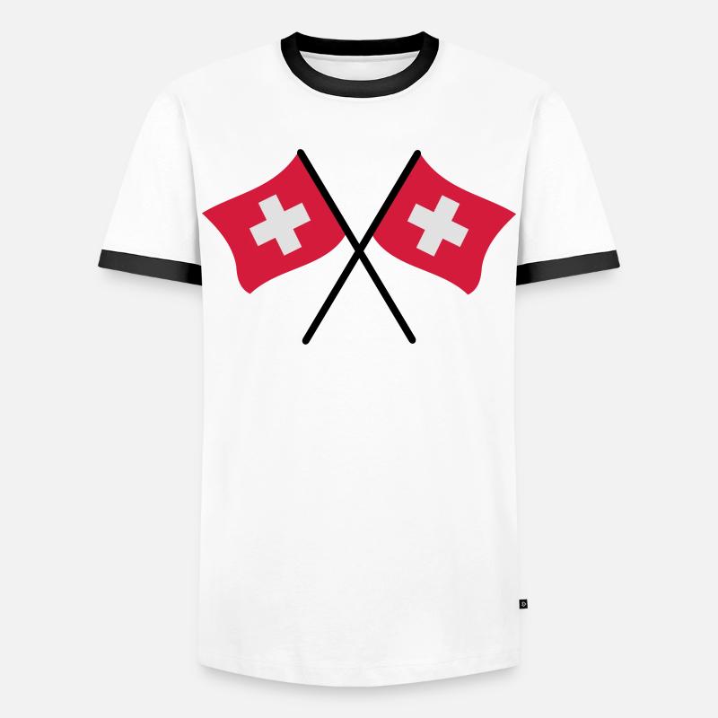 Schweizer Flaggen - Männer Kontrast-T-Shirt - Weiß/Schwarz