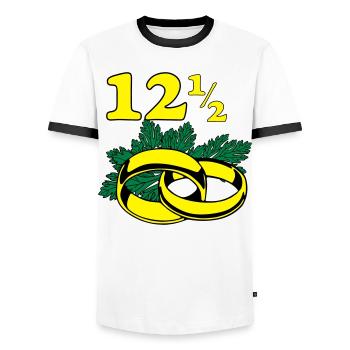 Petersilienhochzeit , Hochzeitstag (25) - Männer Kontrast-T-Shirt - Weiß/Schwarz - Vorne - AI Model Female 172 light (172cm) & AI Model Male 178 dark (178cm)
