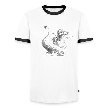 Swan - Men's Ringer Shirt - white/black - Front - AI Model Female 172 light (172cm) & AI Model Male 178 dark (178cm)