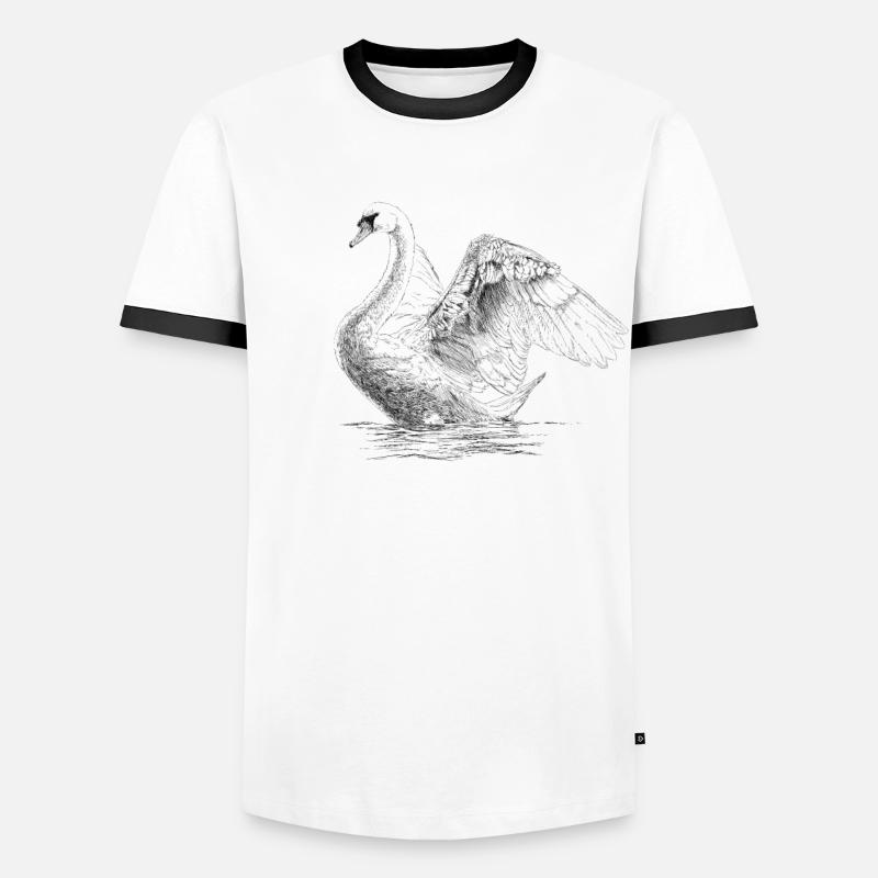 Schwan - Männer Kontrast-T-Shirt - Weiß/Schwarz