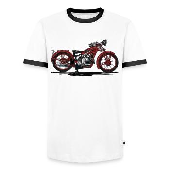 Retro motorcycle - Men's Ringer Shirt - white/black - Front - AI Model Female 172 light (172cm) & AI Model Male 178 dark (178cm)