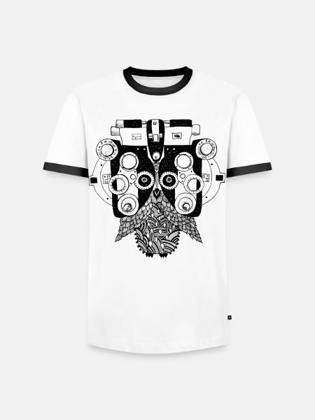 Phoropter owl - Men's Ringer Shirt - white/black