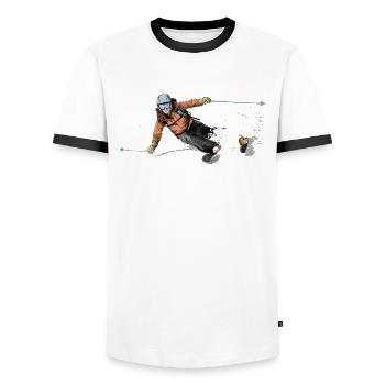 ski - Männer Kontrast-T-Shirt - Weiß/Schwarz - Vorne - AI Model Female 172 light (172cm) & AI Model Male 178 dark (178cm)