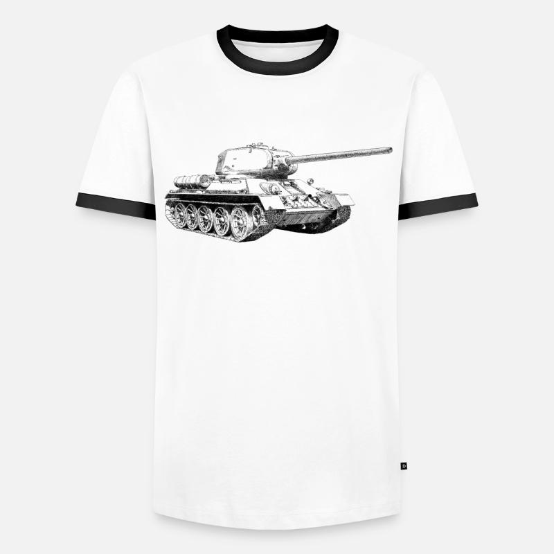 Panzer - Männer Kontrast-T-Shirt - Weiß/Schwarz