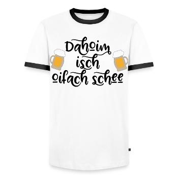 lustige Sprüche für Bayern - Männer Kontrast-T-Shirt - Weiß/Schwarz - Vorne - AI Model Female 172 light (172cm) & AI Model Male 178 dark (178cm)