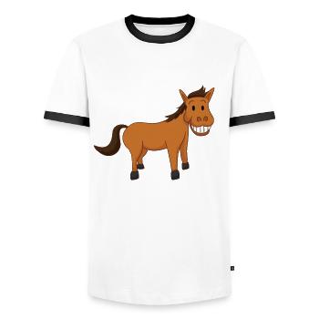 Lustiges Pferd - Männer Kontrast-T-Shirt - Weiß/Schwarz - Vorne - AI Model Female 172 light (172cm) & AI Model Male 178 dark (178cm)