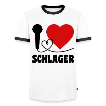 I Love Schlager - Männer Kontrast-T-Shirt - Weiß/Schwarz - Vorne - AI Model Female 172 light (172cm) & AI Model Male 178 dark (178cm)