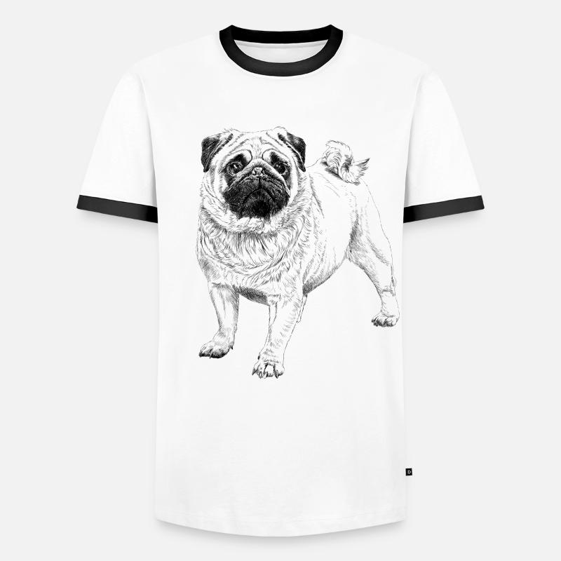 Mops - Männer Kontrast-T-Shirt - Weiß/Schwarz