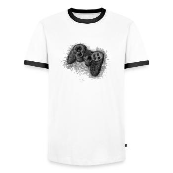 Gamepad - Men's Ringer Shirt - white/black - Front - AI Model Female 172 light (172cm) & AI Model Male 178 dark (178cm)