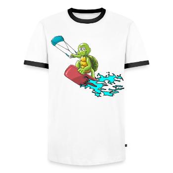 Kitesurfer Schildkröte - Männer Kontrast-T-Shirt - Weiß/Schwarz - Vorne - AI Model Female 172 light (172cm) & AI Model Male 178 dark (178cm)