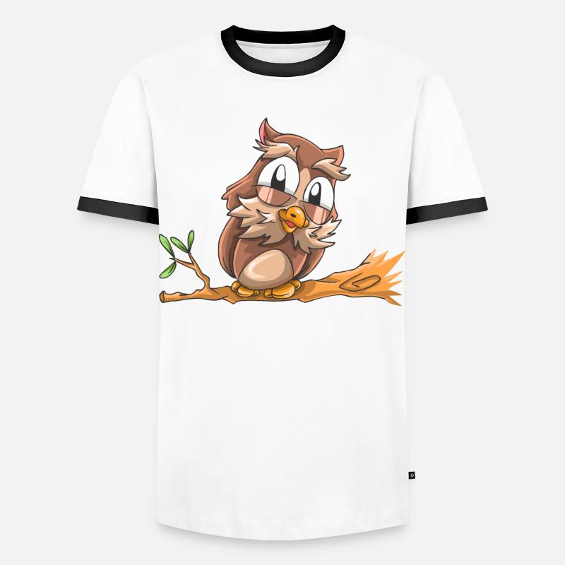 Lachende Eule - Männer Kontrast-T-Shirt - Weiß/Schwarz