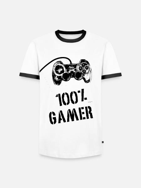 100% Gamer - Men's Ringer Shirt - white/black