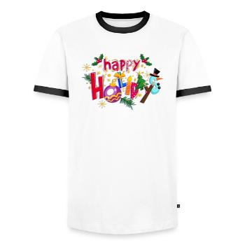 Joyeuses Fêtes T-shirt à capuche conception - T-shirt contrasté Homme - blanc/noir - Devant - AI Model Female 172 light (172cm) & AI Model Male 178 dark (178cm)