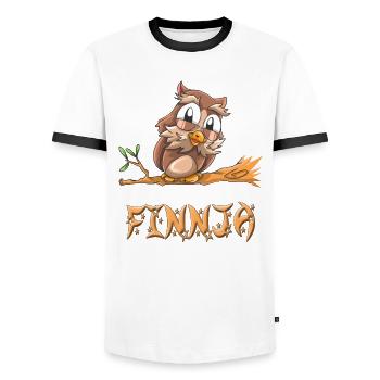 Hibou Finnja - T-shirt contrasté Homme - blanc/noir - Devant - AI Model Female 172 light (172cm) & AI Model Male 178 dark (178cm)