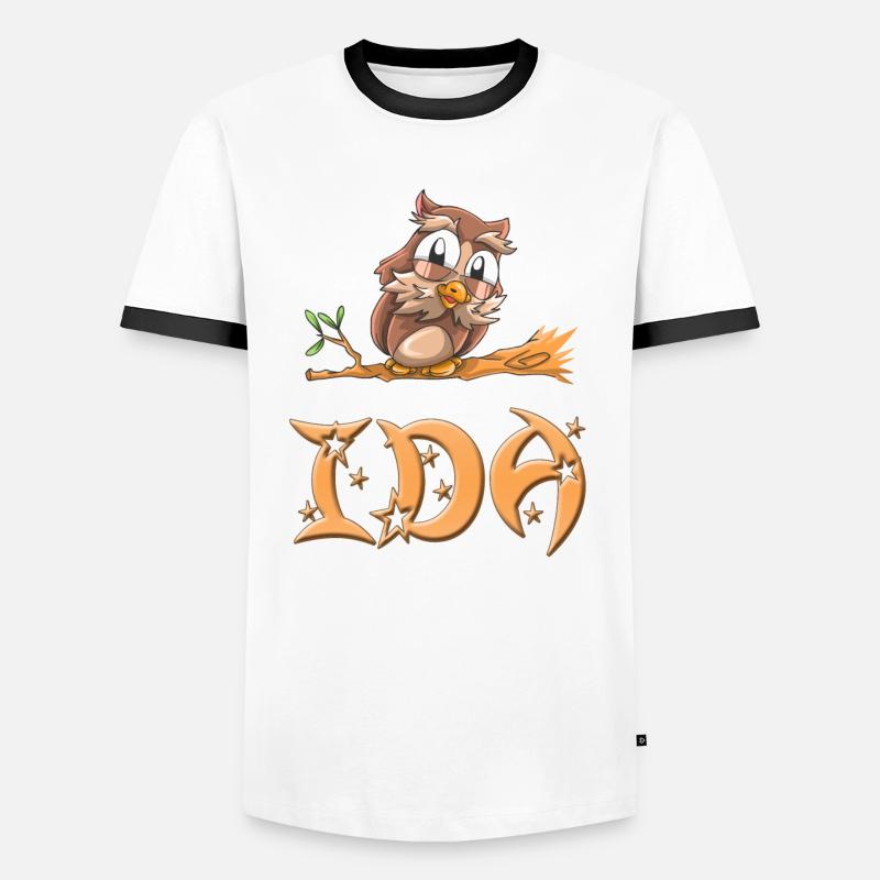 Eule Ida - Männer Kontrast-T-Shirt - Weiß/Schwarz
