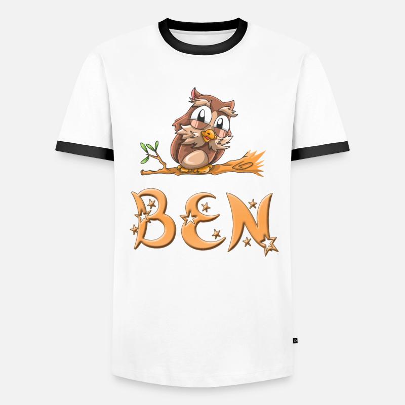 Eule Ben - Männer Kontrast-T-Shirt - Weiß/Schwarz