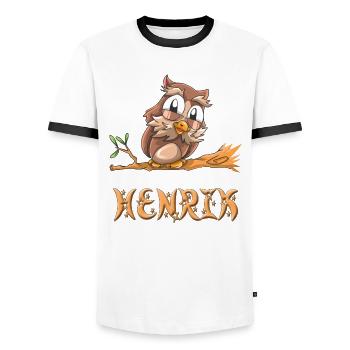 Hibou Henrik - T-shirt contrasté Homme - blanc/noir - Devant - AI Model Female 172 light (172cm) & AI Model Male 178 dark (178cm)