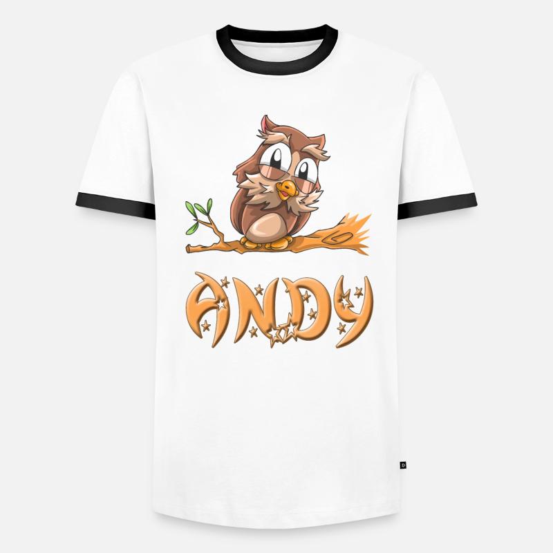 Eule Andy - Männer Kontrast-T-Shirt - Weiß/Schwarz