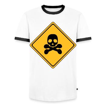 Danger Warning Sign # - Men's Ringer Shirt - white/black - Front - AI Model Female 172 light (172cm) & AI Model Male 178 dark (178cm)