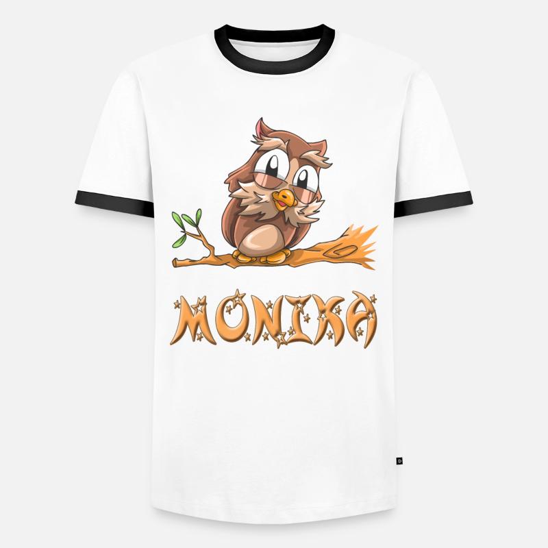 Eule Monika - Männer Kontrast-T-Shirt - Weiß/Schwarz