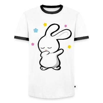 Dabbing Bunny - Men's Ringer Shirt - white/black - Front - AI Model Female 172 light (172cm) & AI Model Male 178 dark (178cm)