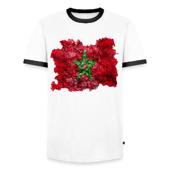 Morocco vintage flag - Men's Ringer Shirt - white/black - Front - AI Model Female 172 light (172cm) & AI Model Male 178 dark (178cm)