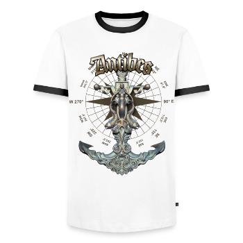Antibes Ancre nautique Bateau à voile été - T-shirt contrasté Homme - blanc/noir - Devant - AI Model Female 172 light (172cm) & AI Model Male 178 dark (178cm)