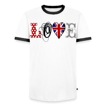 Amour Royaume-Uni Noir - T-shirt contrasté Homme - blanc/noir - Devant - AI Model Female 172 light (172cm) & AI Model Male 178 dark (178cm)