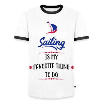 navigation à voile - T-shirt contrasté Homme - blanc/noir - Devant - AI Model Female 172 light (172cm) & AI Model Male 178 dark (178cm)