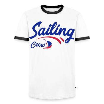 navigation à voile - T-shirt contrasté Homme - blanc/noir - Devant - AI Model Female 172 light (172cm) & AI Model Male 178 dark (178cm)